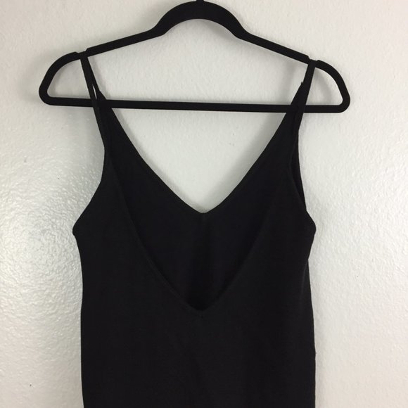 OSKLEN Sleeveless Black V Neck Lower Cut Back Knit Slip Dress - Picture 7 of 8